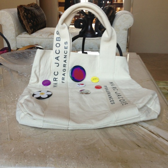 Marc Jacobs tote bag with MJ pins