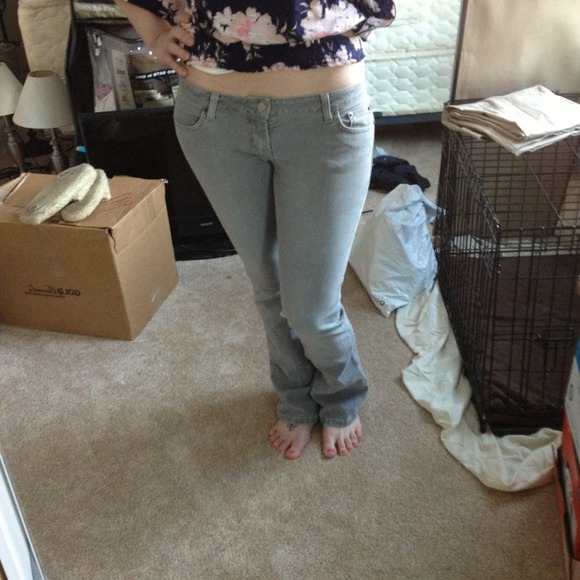 American Eagle gray jeans.