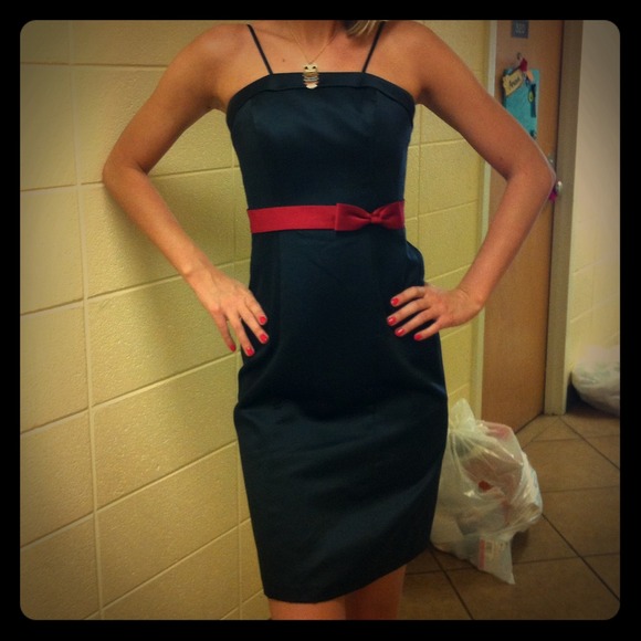 Black and deep red brides maid dress.