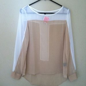 BNWT Walter Baker Sheer Colorblock Hi-Lo Top