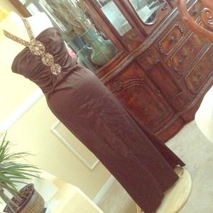 Brown Gown with Sequence & Cutout Circles