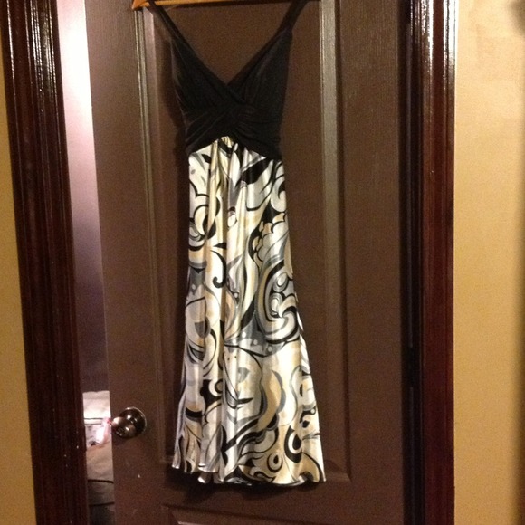 Intrigue black, gold, and white dress
