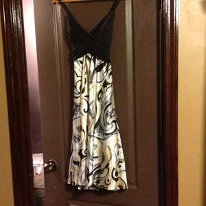 Intrigue black, gold, and white dress