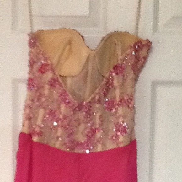 Faviana Couture fushia pink n nude prom dress - Picture 3 of 3