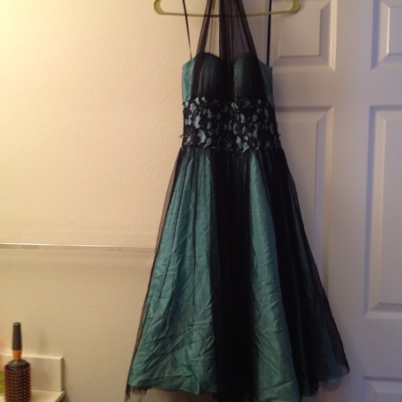 Green and Black dress with Lace!