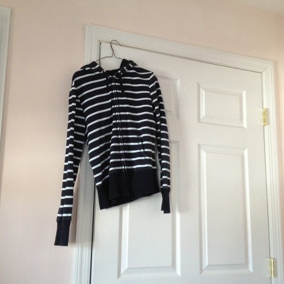 Blue and white striped sweatshirt