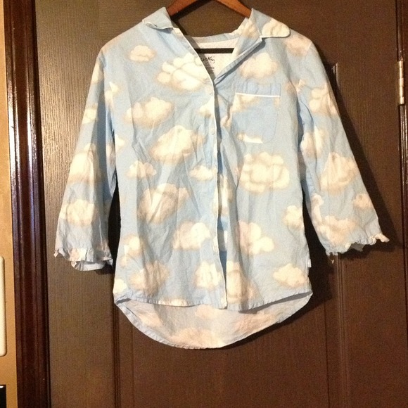 Cloud covered pajama shirt matches pants