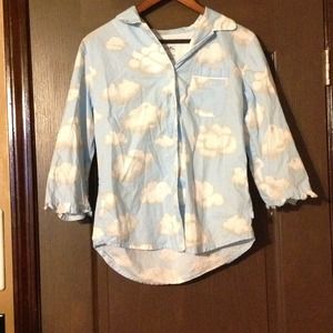 Cloud covered pajama shirt matches pants