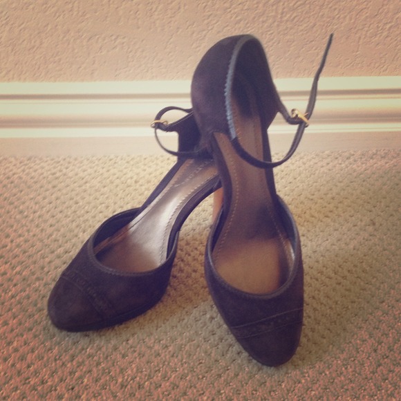 Ann Taylor Shoes Brown Suede Mary Jane Pumps Heels