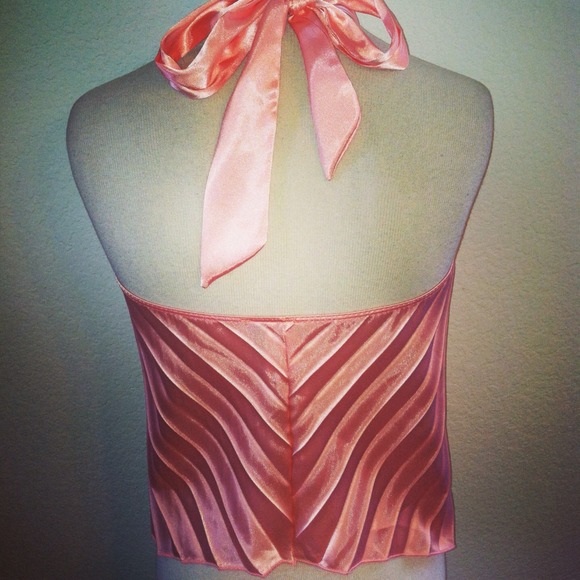 Sz M Accordion style "Touch of Peach" Halter Top - Picture 2 of 4