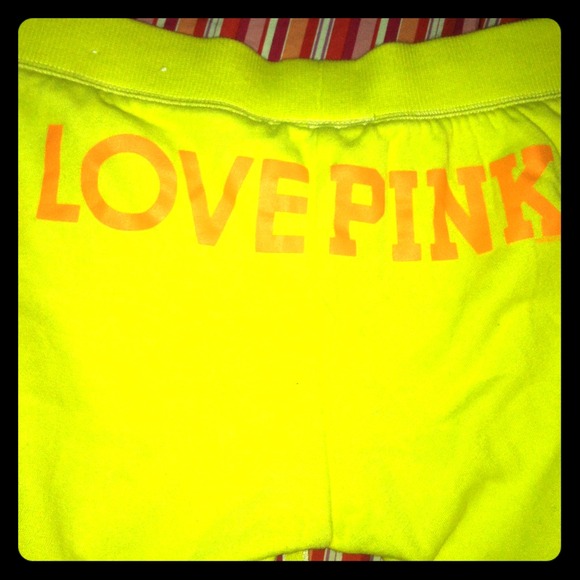 Victoria Secret Love Pink yellow crop sweat pants