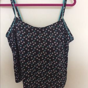Bathing suit Tankini top in black and teal