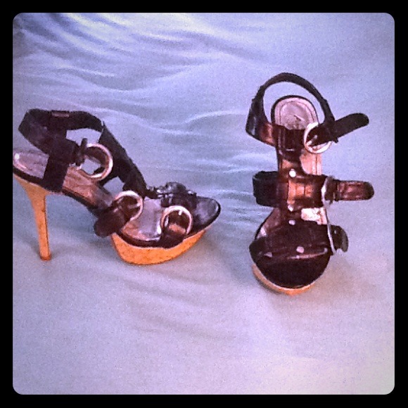 Black Anne Michelle Cork Heels