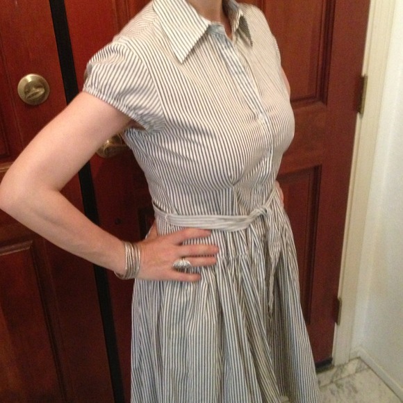 Cute Norma Kamali Striped Rockabilly Shirt Dress M