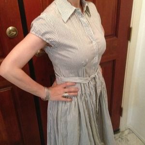 Cute Norma Kamali Striped Rockabilly Shirt Dress M