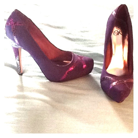 Deep Purple it's OK Snakeskin Embellishment Pumps