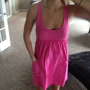 Pink bebe sun dress cover up scoop neck pockets