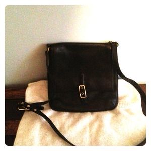 Black leather coach purse