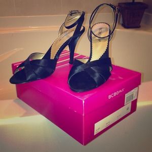 BCBGIRLS black satin sandals
