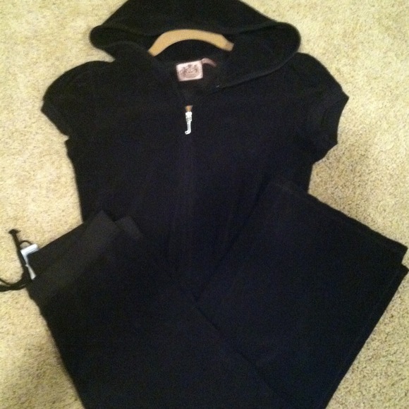 Juicy Couture black jacket and Capri pants.
