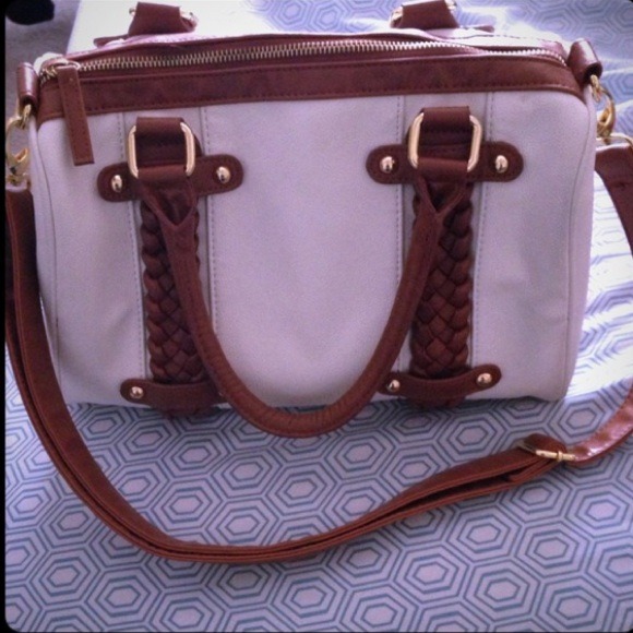 White leather handbag