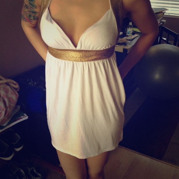 White and gold tunic top