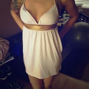 White and gold tunic top