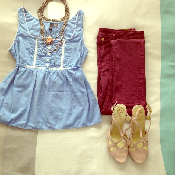 Donated- H&M Chambray & lace tank