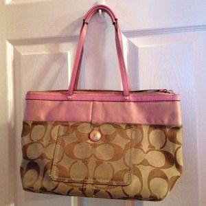 Coach bag with pink trim