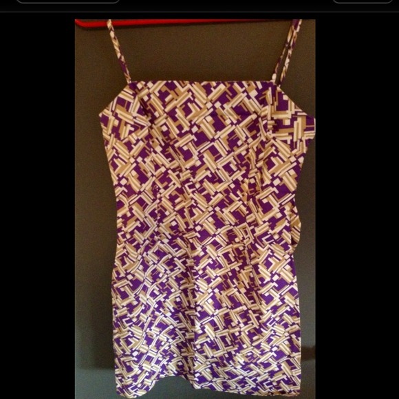 Purple tan and white dress