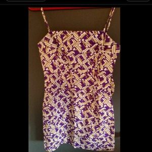 Purple tan and white dress