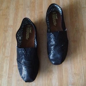 *No Longer Available* Toms black glitter flats
