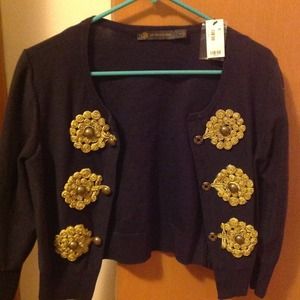 The Limited -military style navy blue cardigan