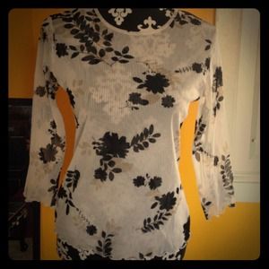 Cute light natural floral design sheer top