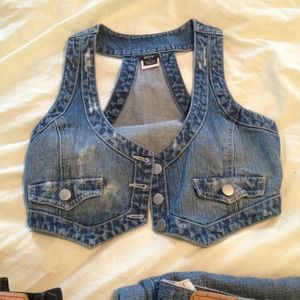 Sexy cropped jean vest