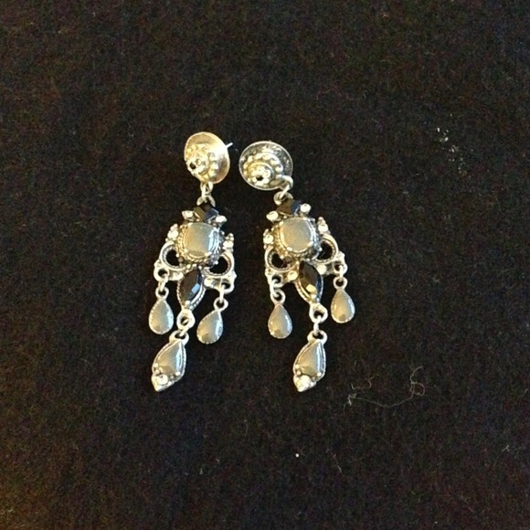 Grey and black chandelier earrings