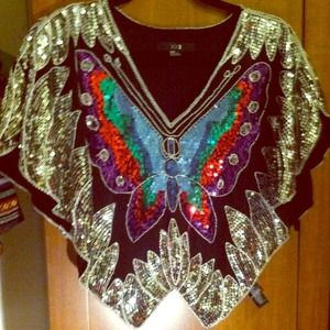 Beautiful embellished cropped butterfly top !