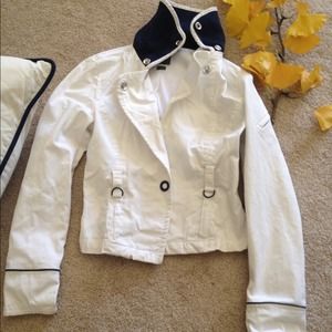 White and Navy blouse