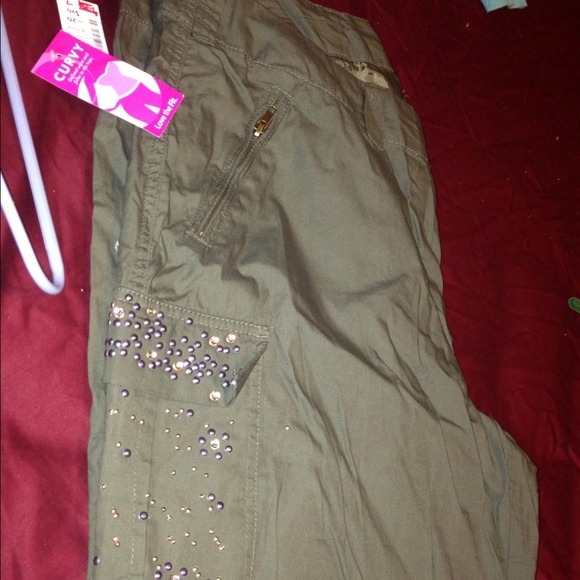 Cute army green embellished pants