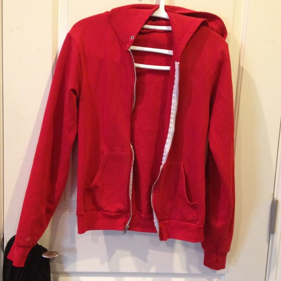 REDUCED Red American Apparel Zip Up Hoodie