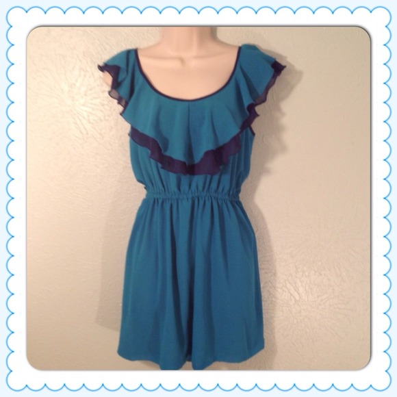 t.l.h. by Hype Blue Ruffle Summer Dress NWOT SZM - Picture 1 of 4
