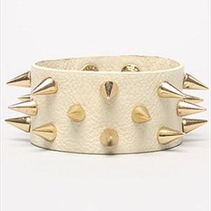 Gold Spiked White Cuff