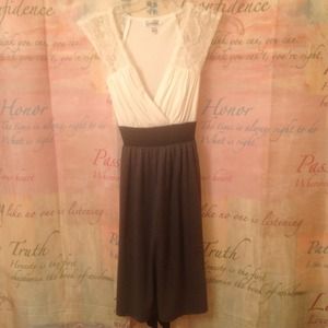 White lace top & gray bottom dress!