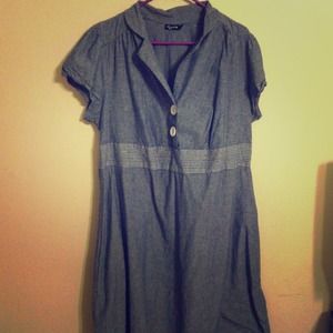 Denim dress with seaming detail belt and side zip