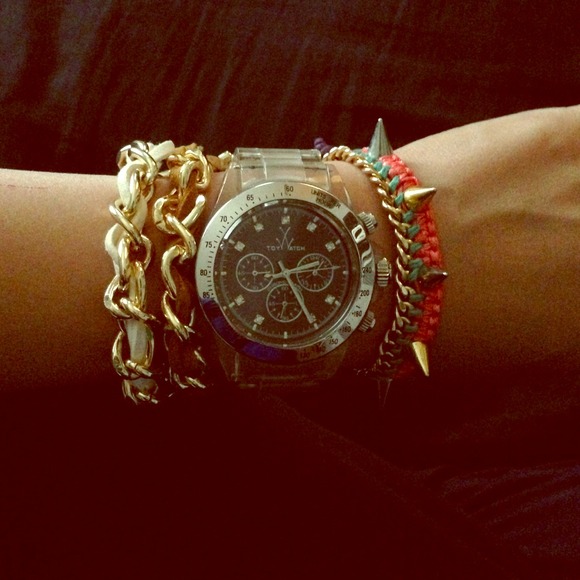 Chain leather bracelet