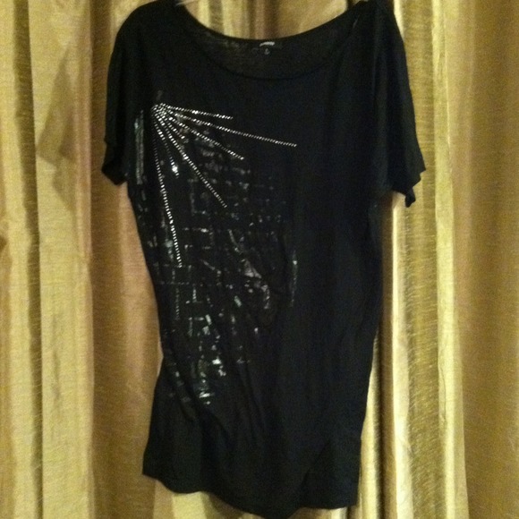 Express black tee shirt with bling