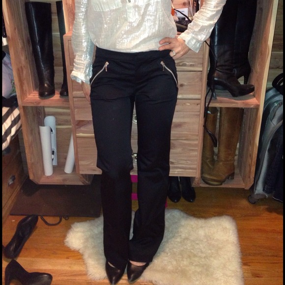 Black pants with silver zippers