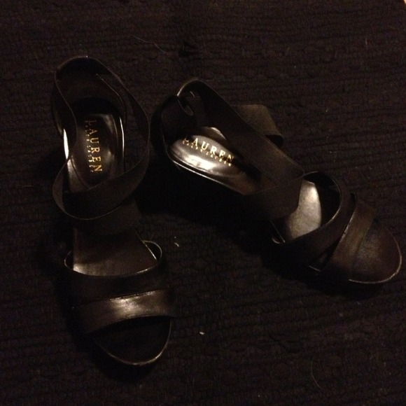 Ralph Lauren black wedge sandals