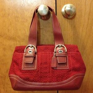 Authentic red Coach handbag tote