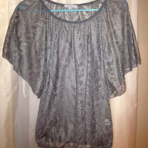 Grey lace top- worn once!!